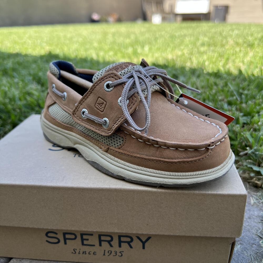 Sperry Top-Sider Shoes Boys Size 11 Brown Lanyard AC Boat Surprise No Tie